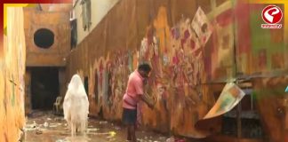 জল ডুবে চালতাবাগানের পুজো মণ্ডপ, গলে গিয়েছে প্রতিমাও