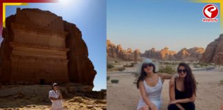 পাহাড়ের মাঝে বিকিনিতে উষ্ণতা ছড়াচ্ছেন সারা