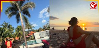 লাল টুকটুকে মনোকিনিতে বোল্ড নবনীতা