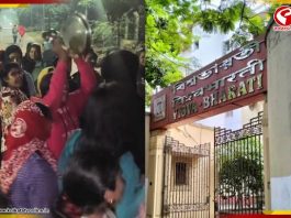 বিশ্বভারতীর হোস্টেলে নিম্নমানের খাবার! থালা বাজিয়ে প্রতিবাদ ছাত্রীদের