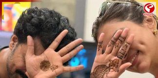 একসঙ্গে মেহেন্দিতে হাত রাঙালেন দেব-রুক্মিণী