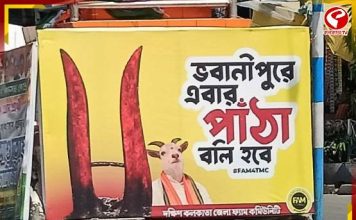 ‘এবার পাঁঠা বলি হবে,’ পোস্টার বিতর্কে সরগরম ভোটমুখী ভবানীপুর