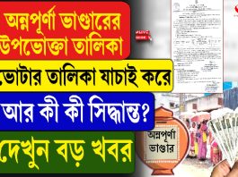 অন্নপূর্ণা ভান্ডারের উপভোক্তা তালিকা ভোটার তালিকা যাচাই করেই