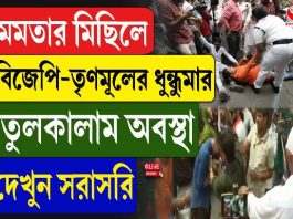 মমতার মিছিলে বিজেপি-তৃণমূলের ধুন্ধুমার, তুলকালাম অবস্থা