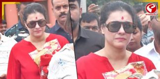 লাল পোশাকে দক্ষিণেশ্বরে কাজল, হঠাৎ কেন কলকাতা সফরে অভিনেত্রী?